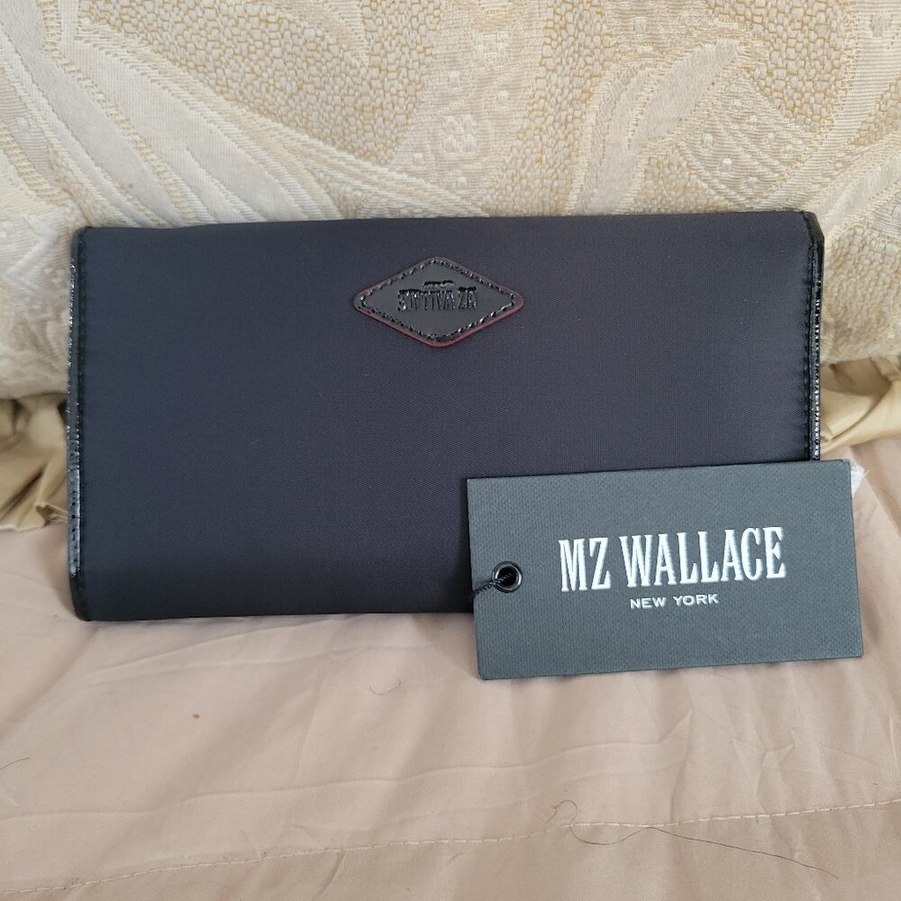 MZ WALLACE GRAMERE NYLON AND PATENT LEATHER WALLET